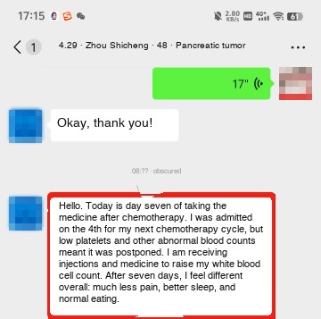 Pancreatic cancer — English follow-up screenshot