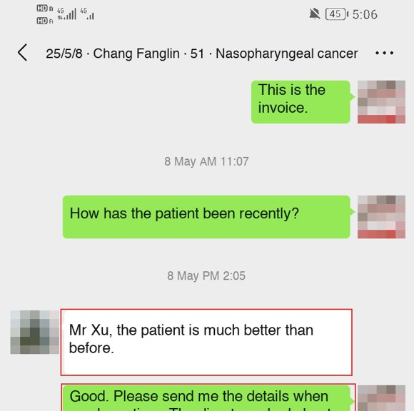 Nasopharyngeal cancer — English follow-up screenshot
