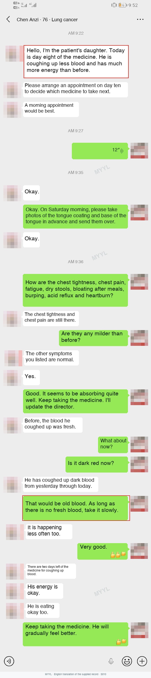 Lung cancer: Two updates on coughing up blood. English source image 1, with original photographs and clinical records where present.