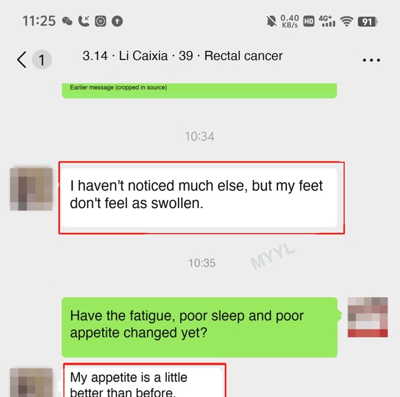 Rectal cancer — English follow-up screenshot