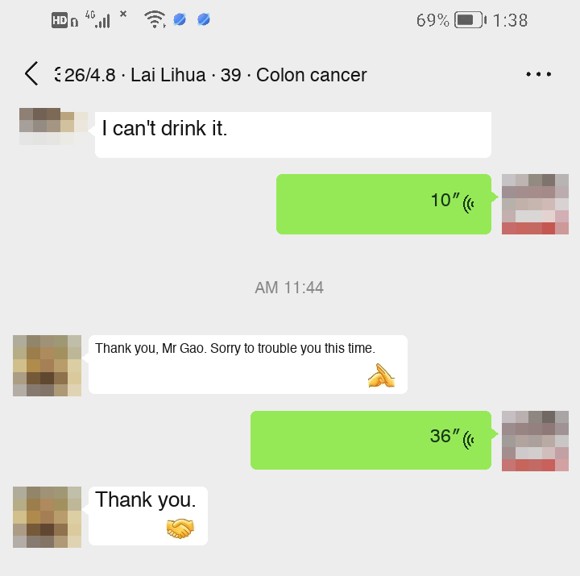 Colon cancer — English follow-up screenshot