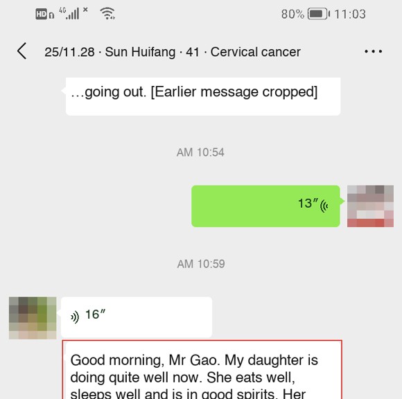 Cervical cancer — English follow-up screenshot