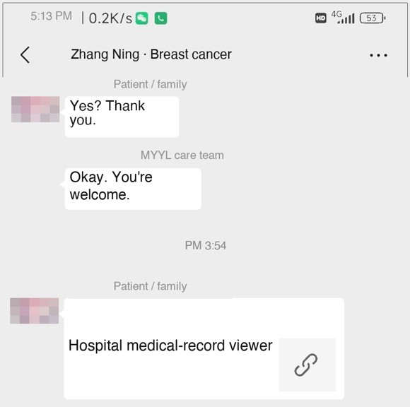Breast cancer — English follow-up screenshot