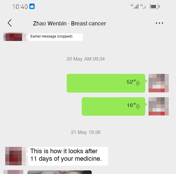 Breast cancer — English follow-up screenshot