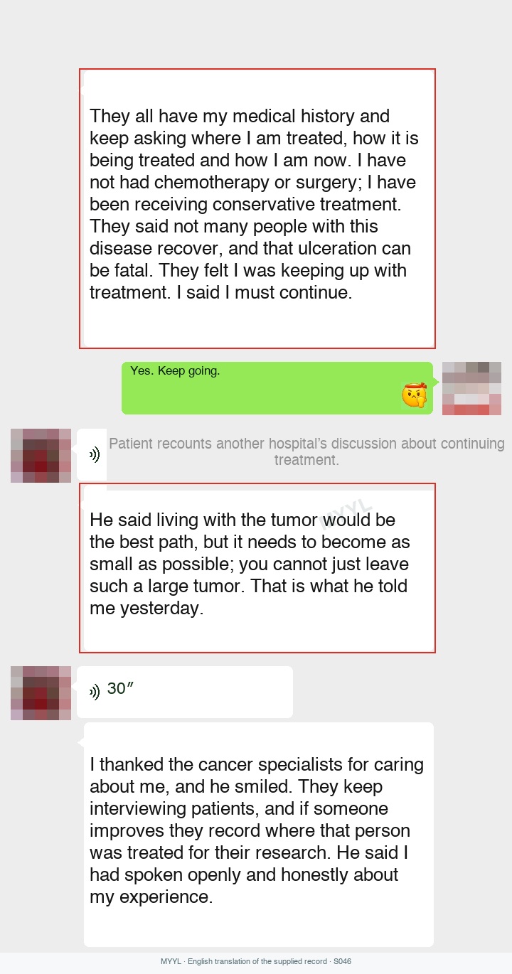 Breast cancer: Eating again, with ongoing wound concerns. English source image 3, with original photographs and clinical records where present.