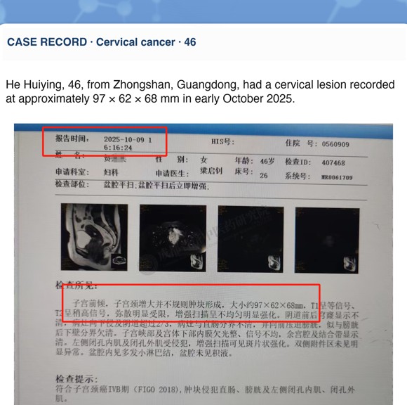 Cervical cancer — English follow-up screenshot