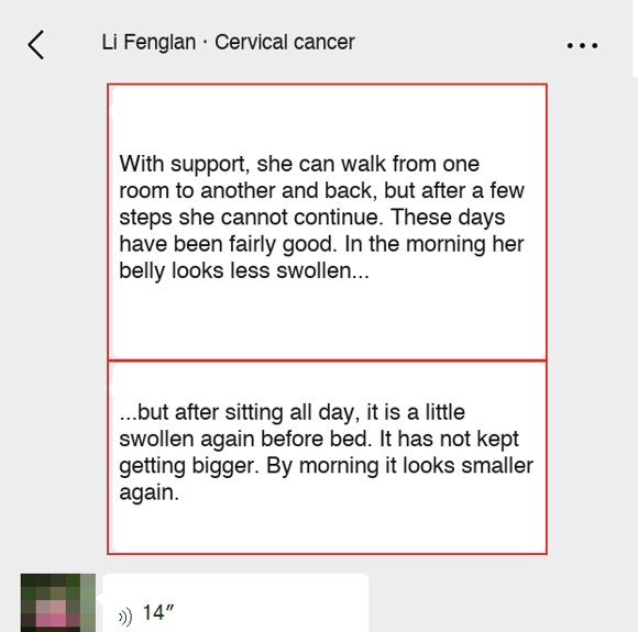 Cervical cancer — English follow-up screenshot