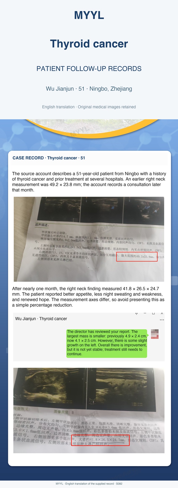 Thyroid cancer: A mixed neck-ultrasound comparison. English source image 1, with original photographs and clinical records where present.