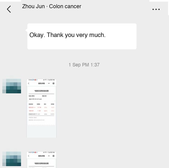 Colon cancer — English follow-up screenshot
