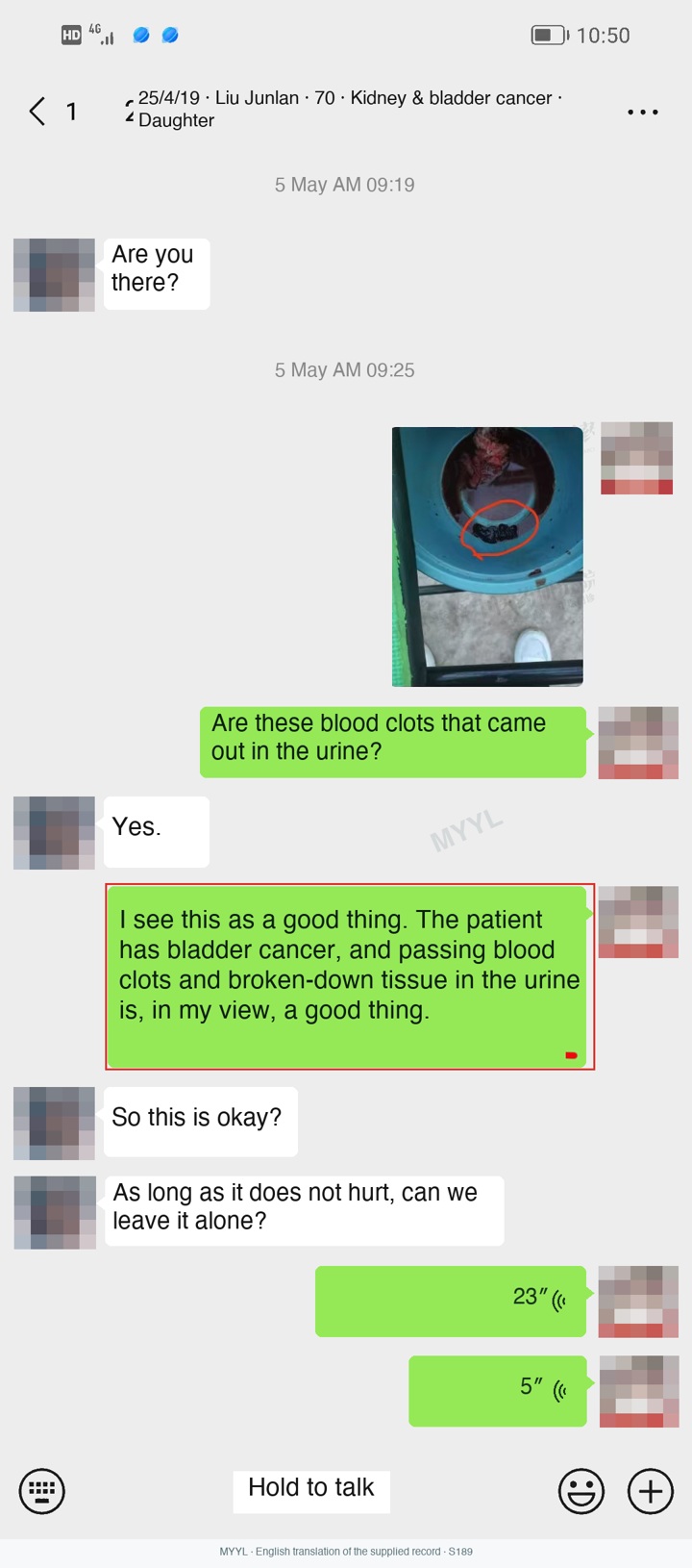 Kidney cancer: Bleeding and a later urinary-symptom update. English source image 3, with original photographs and clinical records where present.