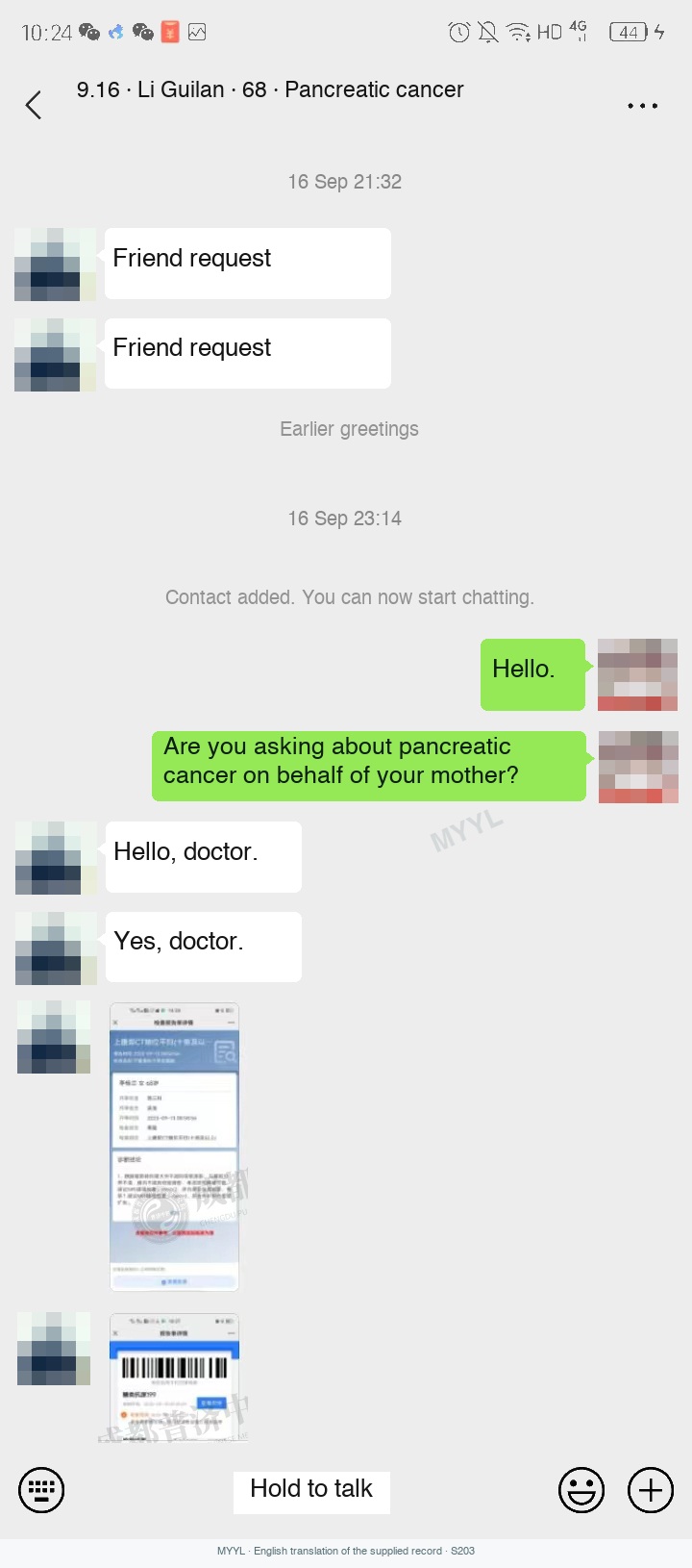 Pancreatic cancer: Less fatigue and pain in a family update. English source image 1, with original photographs and clinical records where present.