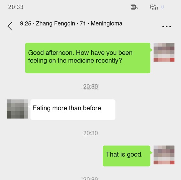Meningioma — English follow-up screenshot
