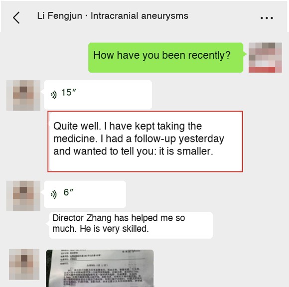 Intracranial aneurysms — English follow-up screenshot